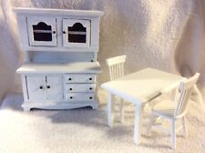 Muebles de comedor en miniatura para casa de muñecas blancos de colección ~ mesa y sillas, armario segunda mano  Embacar hacia Argentina