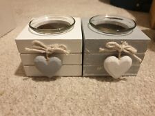 wooden grey candle holders for sale  SALISBURY
