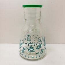 "Botella de jarra acanalada de vidrio Hazel Atlas de colección gallo rueda giratoria verde azulada 8" segunda mano  Embacar hacia Mexico