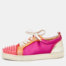 Christian Louboutin Multicolor Satin and Leather Louis Junior Spikes Sneakers for sale  Shipping to South Africa