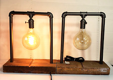 Conjunto de 2 abajures de mesa estilo industrial vintage celeiro madeira Edison lâmpada tubo steampunk, usado comprar usado  Enviando para Brazil