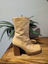 Botas femininas vintage Bongo super robustas biqueira quadrada couro Y2K tamanho 7m bronzeadas, usado comprar usado  Enviando para Brazil