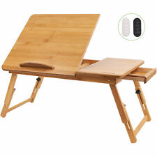 Hiveseen Bamboo Laptop Bed Desk Table Tray with Foldable Pull Down Legs and Stor for sale  Flushing