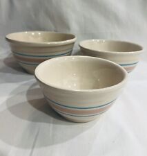 Vintage McCoy Pottery Oven Ware Mixing Bowls  8 7 6 Blue Pink Stripe USA for sale  Shipping to South Africa
