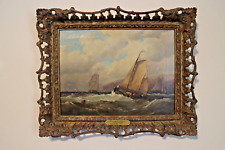 oil on canvas James Syer 1867 Dutch fishing boats heading out to sea for sale  Shipping to South Africa