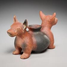 Colima Pre Colombian Style Mexico Two Headed Dog Pottery Vase Vessel Planter Pot for sale  Shipping to South Africa