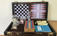 Usado, Mini jogos de tabuleiro xadrez gamão dominó dados damas kit de viagem conjunto com estojo comprar usado  Enviando para Brazil
