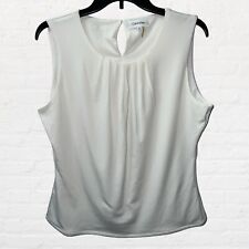 Camiseta social Calvin Klein tamanho 10 feminina plissada terno regata marfim carreira média comprar usado  Enviando para Brazil