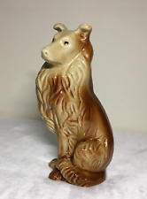 Vintage Collie Dog Figurine 8" Ceramic Brown Statue Lassie Dog Made in Brazil, used for sale  Shipping to South Africa