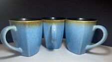 THRESHOLD  ELEMENTAL OCEAN BLUE STONEWARE MUGS - QTY  3 for sale  Shipping to South Africa