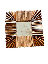 marco de madera espejo pared BOHO acento espejo madera a la deriva marco tono tierra cuadrado, usado segunda mano  Embacar hacia Argentina