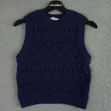 Suéter Madewell Feminino Extra Pequeno Azul Crochê Colete de Malha Lã Alpaca Mescla Crop comprar usado  Enviando para Brazil