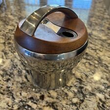 Nambe MCM Bulbo Stainless steel Coffee Tea Canister, Acacia Wood Lid w Scoop for sale  Shipping to South Africa