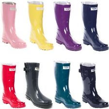 Botas de lluvia de goma para mujer media pantorrilla 11" impermeables lisas Wellies, COLORES segunda mano  Embacar hacia Argentina