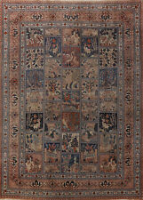 Vegetable Dye Animals Design Kashmar Area Rug 10x13 Vintage Hand-made Carpet for sale  Shipping to South Africa