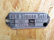 Simson sr2 typenschild gebraucht kaufen  Königsee