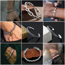 Mens Vintage Open Bangle 925 Silver Thai Handmade Twisted Cuff Bracelet Gifts Uk segunda mano  Embacar hacia Mexico