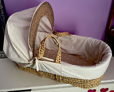 Wicker Moses Basket / Bassinet With Hood + Mattress & Fitted Sheet - Crib for sale  Shipping to South Africa