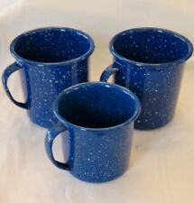  Enamel Ware Blue Speckled Camping  Coffee Enamelware Lot Of 3, 2 Cup And 3 Cup  for sale  Shipping to South Africa