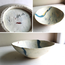 Michael Simon Studio Pottery Wheel Thrown Bowl 1980s Terrazzo Matte Organic Blue for sale  Shipping to South Africa