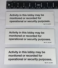 Security Camera Lobby Signage 8” X 2.5” (3) Plastic Lam Foam Board 2.5mm Thick for sale  Shipping to South Africa