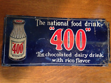 Letrero de grapadora de lata de bebida láctea de chocolate "400" de 1920 19-1/2" x 9" segunda mano  Embacar hacia Argentina