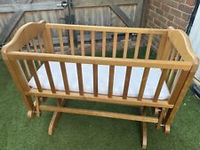 Wooden rocking cot/crib. Glider. swinging Crib. With Foam Mattress for sale  GUILDFORD