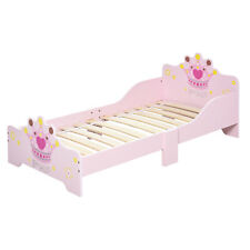 HOMCOM Kids Wooden Princess Crown & Flower Single Bed Safety Side Rails Slats for sale  Shipping to South Africa