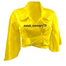 Usado, Cetim Amarelo Uso casual para festa Manga Longa Camisa Blusa Cetim Meninas S83 comprar usado  Enviando para Brazil