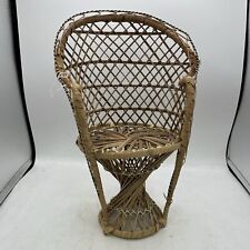 Mini silla de ratán mimbre pavo real vintage de 16"" muñeca soporte para plantas decoración boho segunda mano  Embacar hacia Argentina