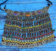 Largo Alta Calidad Gargantilla Kuchi Afgana Collar Joyería Tribal Danza Multicolor, usado segunda mano  Embacar hacia Argentina