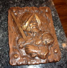 CONQUISTADOR W/SWORD MIDDLE AGE SPANISH - CERAMIC PLAQUE 10" x  13" EMBOSSED 3D for sale  Shipping to South Africa