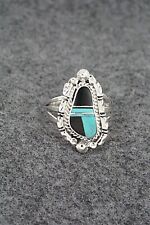 Turquoise, Onyx & Sterling Silver Ring - James Manygoats - Size 9 for sale  Shipping to South Africa