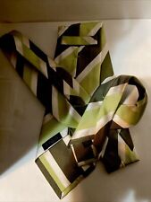 Gravata masculina 7 dobras sem forro 100% seda verde branco cor oliva feita na Itália comprar usado  Enviando para Brazil