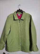 The Quacker Factory Green Pink Silk Quilted Blazer Jacket 1X Rhinestones QVC for sale  Shipping to South Africa