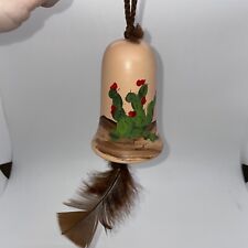 Southwest Terra Cotta Hand Painted Bell, Christmas Cactus, used for sale  Shipping to South Africa
