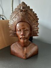 Vintage Indonesian Polynesian Hand Carved Wood Bust Statue Head for sale  Shipping to South Africa