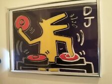 VINTAGE Keith Haring "Untitled DJ" A3 Framed Fine Art Wall Canvas Print  1980's for sale  Shipping to South Africa