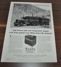 1941 Kenworth Caminhão Anúncio Cordeiro Transporte Exide Baterias Mohave Desert comprar usado  Enviando para Brazil