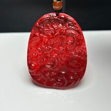 Pingente e colares de dragão esculpido em jadeíta vermelha com alto gelo natural certificados comprar usado  Enviando para Brazil