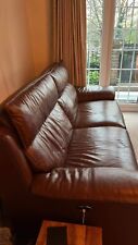 brown leather 3 piece suite for sale  CRAWLEY