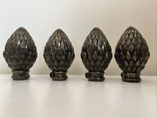 4 Curtain Rod Finials - 3.5” Pine Cone/Pineapple - Brown/Gold - With Set Screws for sale  Shipping to South Africa