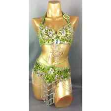 Conjunto de fantasia feminina de dança do ventre, terno plataforma de dança de lantejoulas contas de cristal comprar usado  Enviando para Brazil