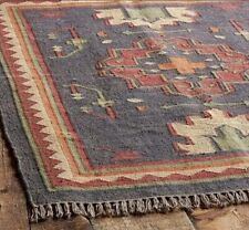 Alfombra rectangular hecha a mano Kilim alfombra antigua de lana yute sala de estar alfombra corredor segunda mano  Embacar hacia Argentina