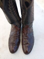 Used, Vintage Tony Lama El Rey Brown Ostrich Quill Cowboy Boots 9 D. Exotic Leather for sale  Shipping to South Africa