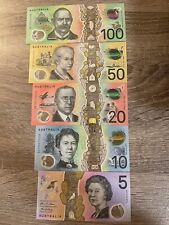 Usado, Billetes cir de Australia de $100 + 50 + 20 + 10 + 5. Juego de 5 billetes australianos segunda mano  Embacar hacia Argentina