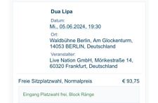 Dua lipa tickets gebraucht kaufen  Deutschland