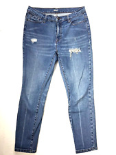 Jeans feminino BDG 28x26 baixo pendurado magro desgastado azul denim tornozelo lavagem média comprar usado  Enviando para Brazil