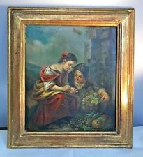 Antique Original 19th Oil Painting of Children Selling Fruit No. 300 8'' x 10'' for sale  Shipping to Canada