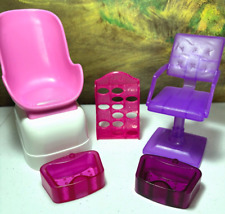Barbie Salon Mani Pedi Spa Chair Foot Bath Shoe Rack Furniture Diorama Lot for sale  Shipping to South Africa